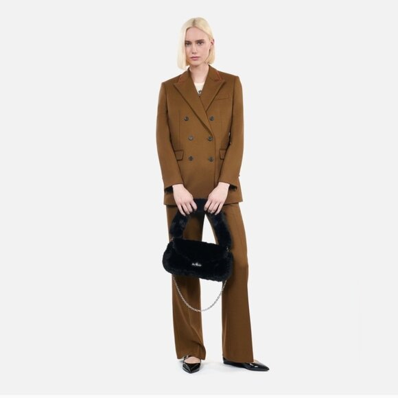 The Kooples Wool Leather Suit Jacket FR 42 US 10 NWT - Picture 2 of 14